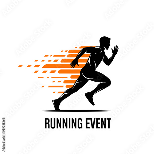 Dynamic Runner Silhouette Speed Motion Graphic Running Event Design