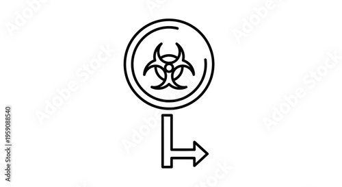 Biohazard Warning Sign with Arrow Indicating Direction