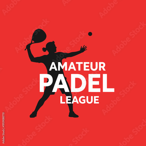 Dynamic Silhouette of Padel Player in Action for Sports Branding