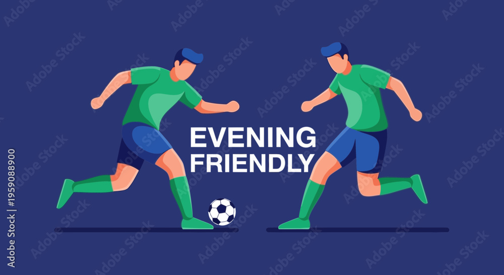 Obraz premium Dynamic Soccer Match Evening Friendly Illustration