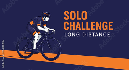 Dynamic Solo Cycling Challenge Illustration For Long Distance Races
