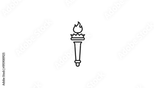 Black and white torch icon, symbol of freedom, knowledge, and victory