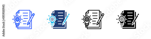 Creative Writing Multi Style Icon Set Vector 