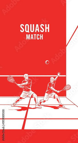 Dynamic Squash Players Competing In Intense Court Action