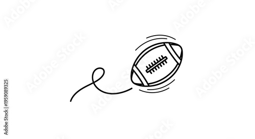 American Football Flying with Swirls and Tail - Minimalist Line Art Icon