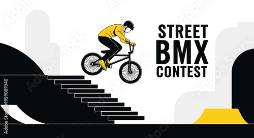 Dynamic Street BMX Contest Graphic With Rider Performing A Trick