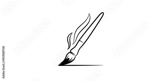 Artist's Paintbrush with Flames, Symbolizing Creativity and Inspiration