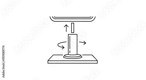 Assembly instructions icon: attaching a part to a base with rotation and up arrow