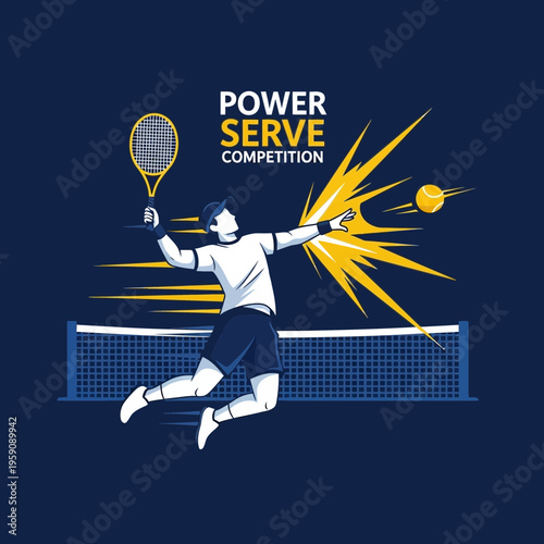 Dynamic Tennis Player Executing A Powerful Serve During A Match