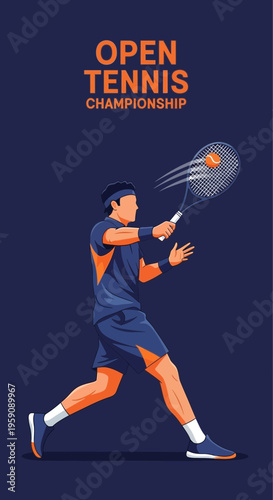 Dynamic Tennis Player Executing A Powerful Forehand Shot At An Open Championship