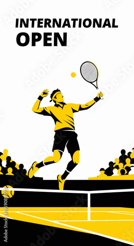 Dynamic Tennis Player in Action at the International Open Championship Tournament