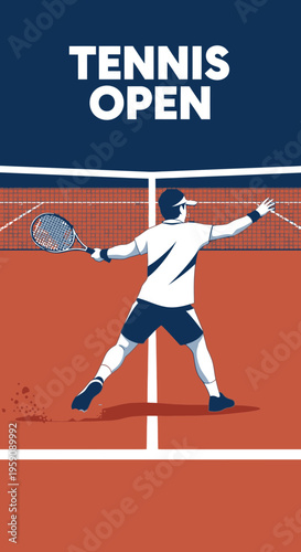 Dynamic Tennis Player in Action at The Open Tournament Striking a Powerful Backhand Shot