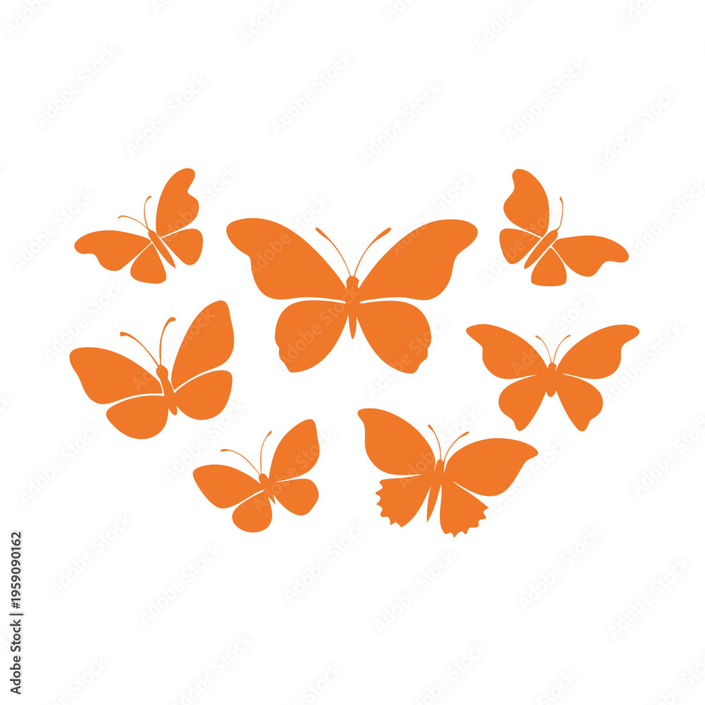 Fototapeta premium Butterfly silhouettes collection vector illustration. 