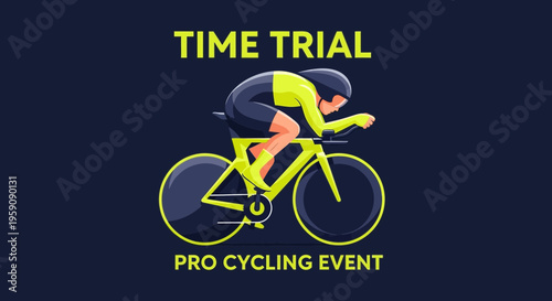 Dynamic Time Trial Cyclist Riding Bicycle in Professional Cycling Competition