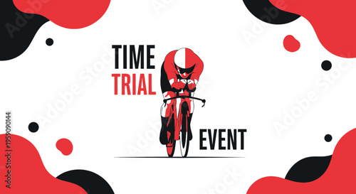 Dynamic Time Trial Event Illustration Depicting Cyclist in Action Against Stylish Background