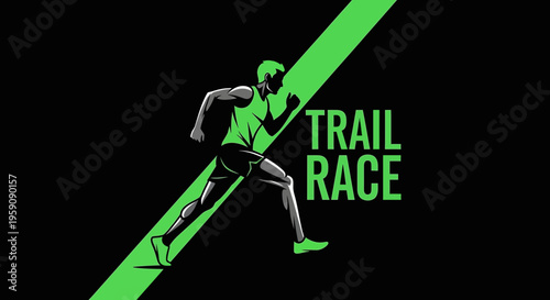 Dynamic Trail Race Illustration Featuring Silhouette Runner Against a Contrasting Background