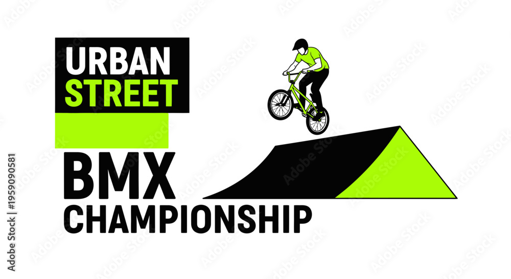 Naklejka premium Dynamic Urban Street BMX Championship Illustration Graphic Design