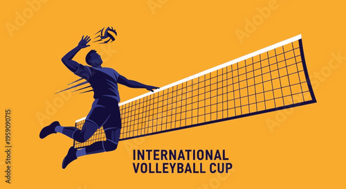 Dynamic Volleyball Championship Illustration Energetic Action Shot