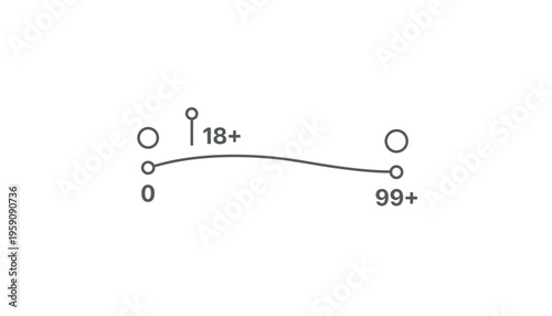 Age Range Slider Concept: From Zero to 99+ Years Old, Representing Life Stages and Time