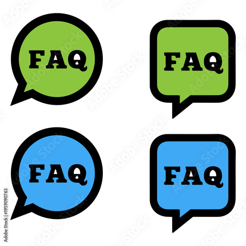 FAQ Chat Bubble Question Icons Vector