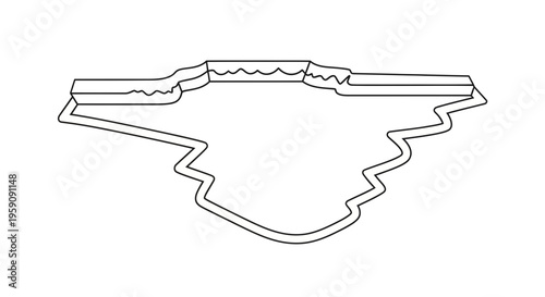 Abstract geological cross-section showing layers of earth and a fractured surface