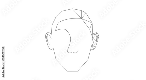 Abstract Geometric Human Face Outline, Minimalist Low Poly Design, Modern Art Style