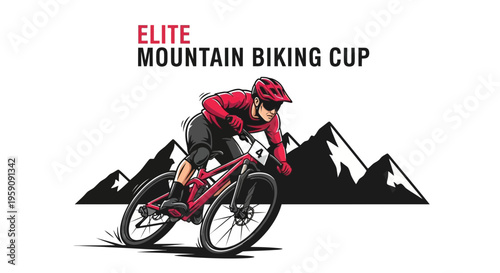 Elite Mountain Biking Cup: A Dynamic Illustration Of Extreme Sport And Competition