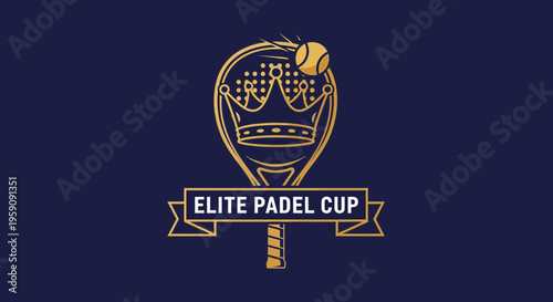 Elite Padel Cup Logo Displayed in Gold on a Dark Blue Background Design