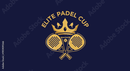 Elite Padel Cup Logo Featuring Tennis Rackets Crowned By Royal Gold Adornment