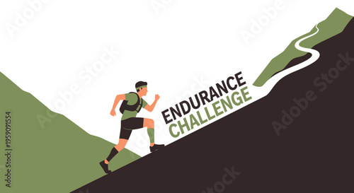 Endurance Challenge: A Determined Runner Ascends a Mountain for a Physical Test