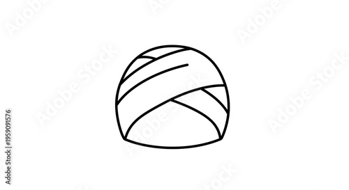 Abstract Line Art Icon of a Bandaged Head, Medical Symbol