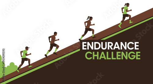Endurance Challenge Runners Ascend A Steep Hill Graphic