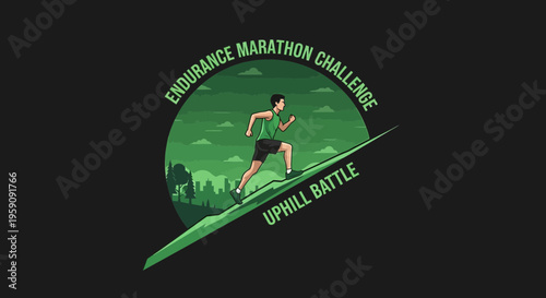 Endurance Marathon Uphill Run Concept Depicting Athleticism, Perseverance, and Challenge