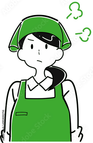 怒る女性店員 エプロン姿のスタッフ