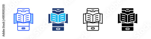 Ebook Multi Style Icon Set Vector 