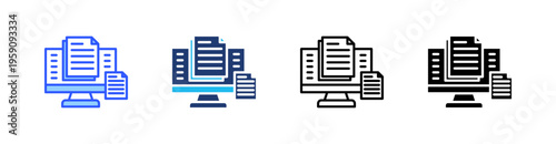 Computer File Multi Style Icon Set Vector 