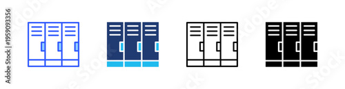 Locker Multi Style Icon Set Vector 