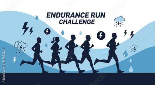 Endurance Runners Compete In A Challenging Race During Inclement Weather Conditions