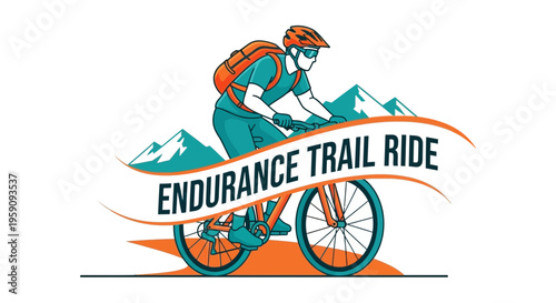 Endurance Trail Ride Icon Depicting Adventurous Cycling and Outdoor Exploration