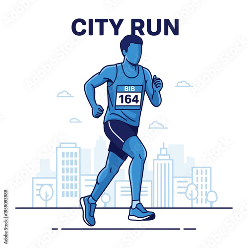 Energetic City Runner Navigating Urban Landscape, Embracing Marathon Challenge Successfully