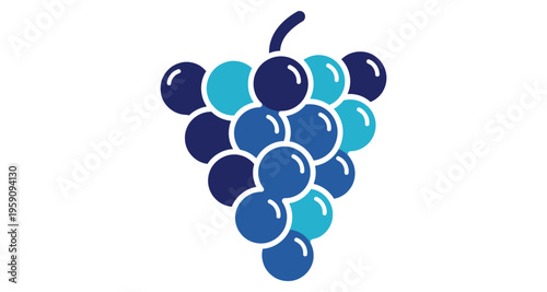 Blue Grape Cluster Graphic Design Simple Minimalist Fruit Icon Isolated on White Background
