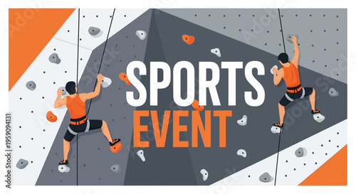 Energetic Climbing Athletes Displayed in a Sports Event Illustration Design