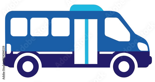 Blue Minibus with Sliding Doors and for Passenger Transport