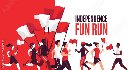 Energetic Independence Day Fun Run Celebration With Diverse Participants