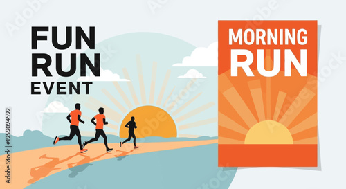 Energetic Morning Run Event, Promoting Health, Fitness, and Community Fun Activities