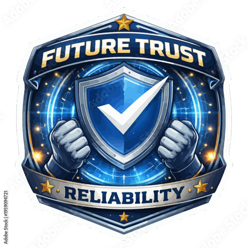 Future Trust Symbol with Stable Geometric Forms Representing Reliability and Confidence | Reliable Innovation Badge Illustrating Stability and Long-Term Trust | Minimalist Future Trust Icon with Solid