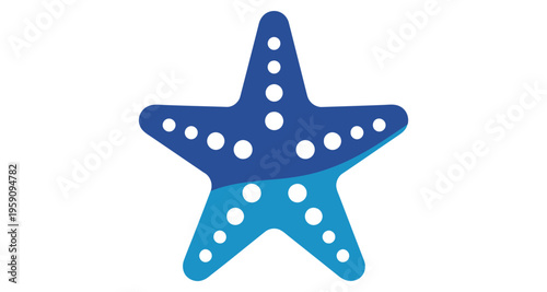 Blue Starfish Silhouette Marine Life Icon Nautical Theme Isolated on White Background