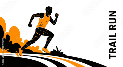 Energetic Runner Silhouetted on a Trail, Conceptualized for Sports and Fitness Design
