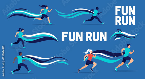 Energetic Runners: A Colorful Illustration for Fun Run and Fitness Events