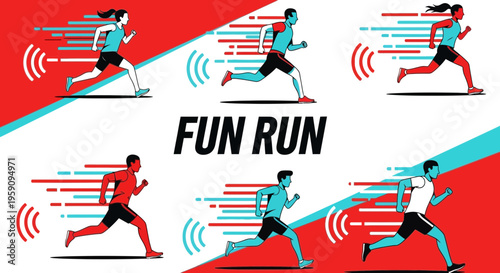 Energetic Runners Displaying Motion And Speed In Graphic Style